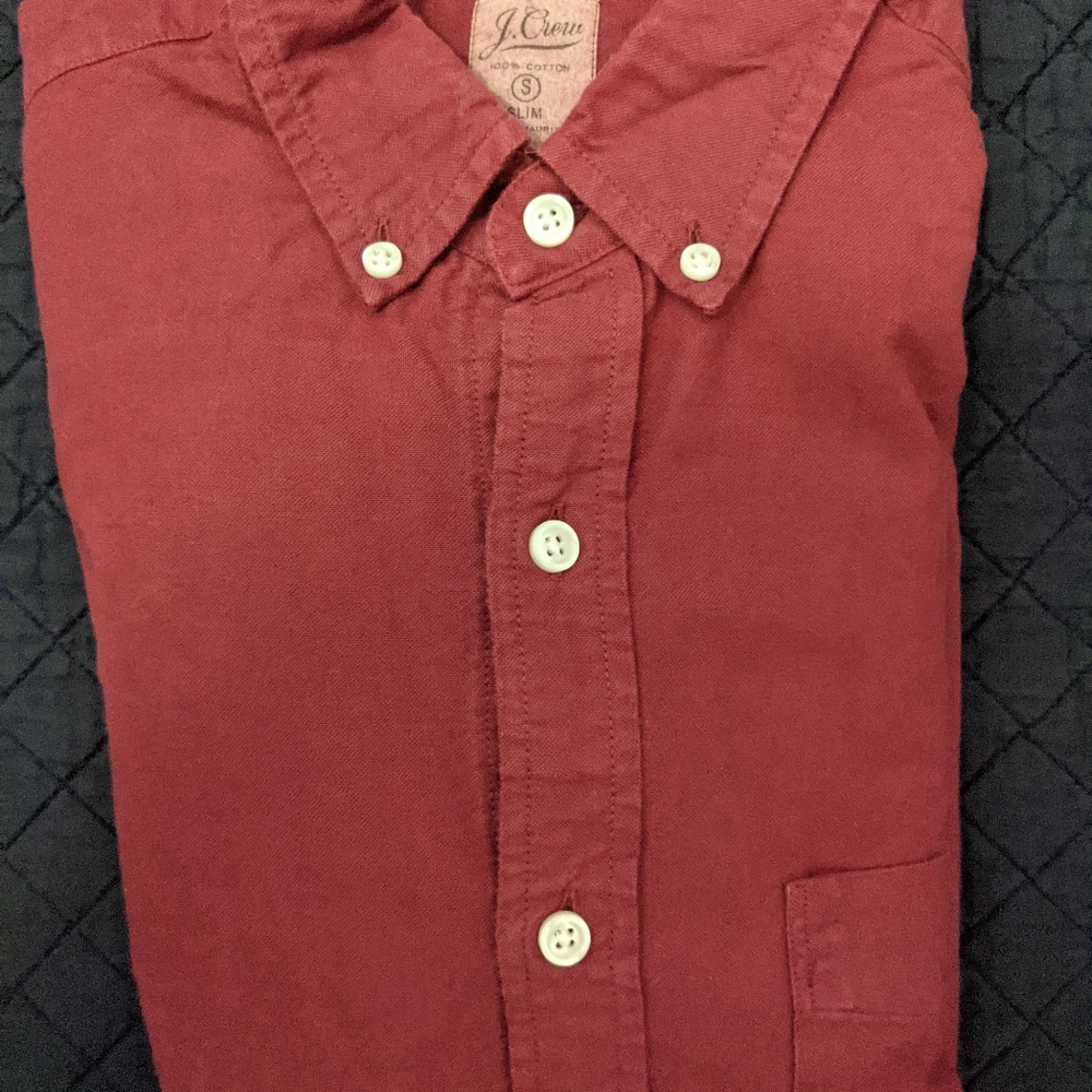 J Crew burgundy slim oxford